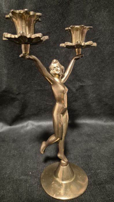 Świecznik mosiężny figurka