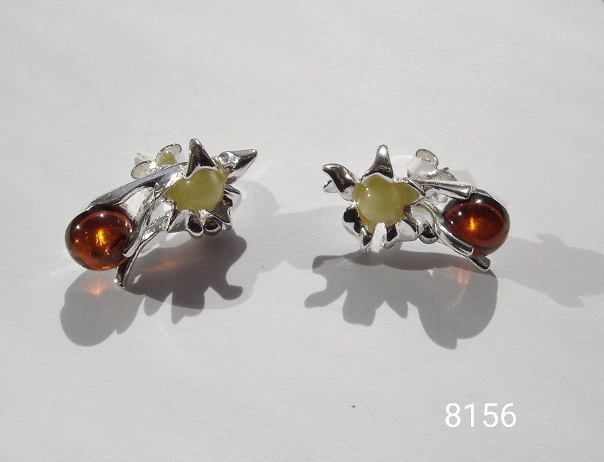 Kolczyki srebrne z bursztynem