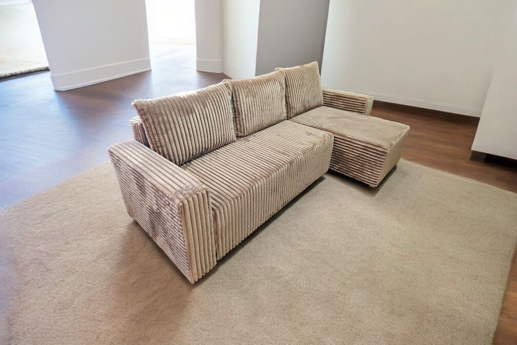 Narożnik Kanapa Sofa Gruby Sztruks Dostawa Cała Polska