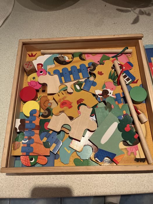 Puzzle i łowienie drewniane Vilac francuskie montessori