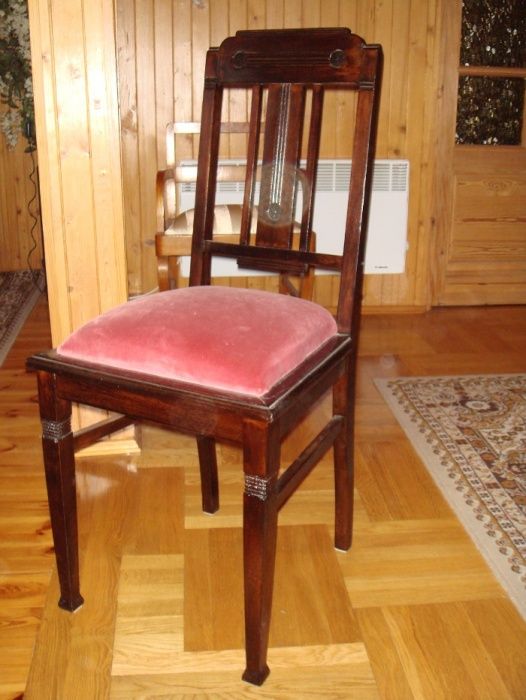 Krzesło XIX/XXw ciemny brąz różowy plusz wysyłka paczką kurierską
