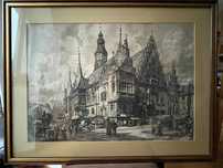 Wrocławski ratusz XIX - Hugo Ulbrich - akwaforta