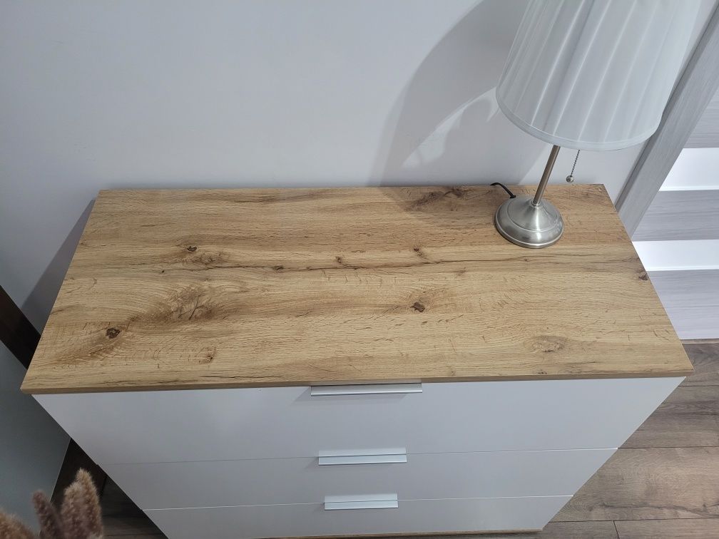 Komoda BRW Zele 95cm szuflady dąb wotan biały