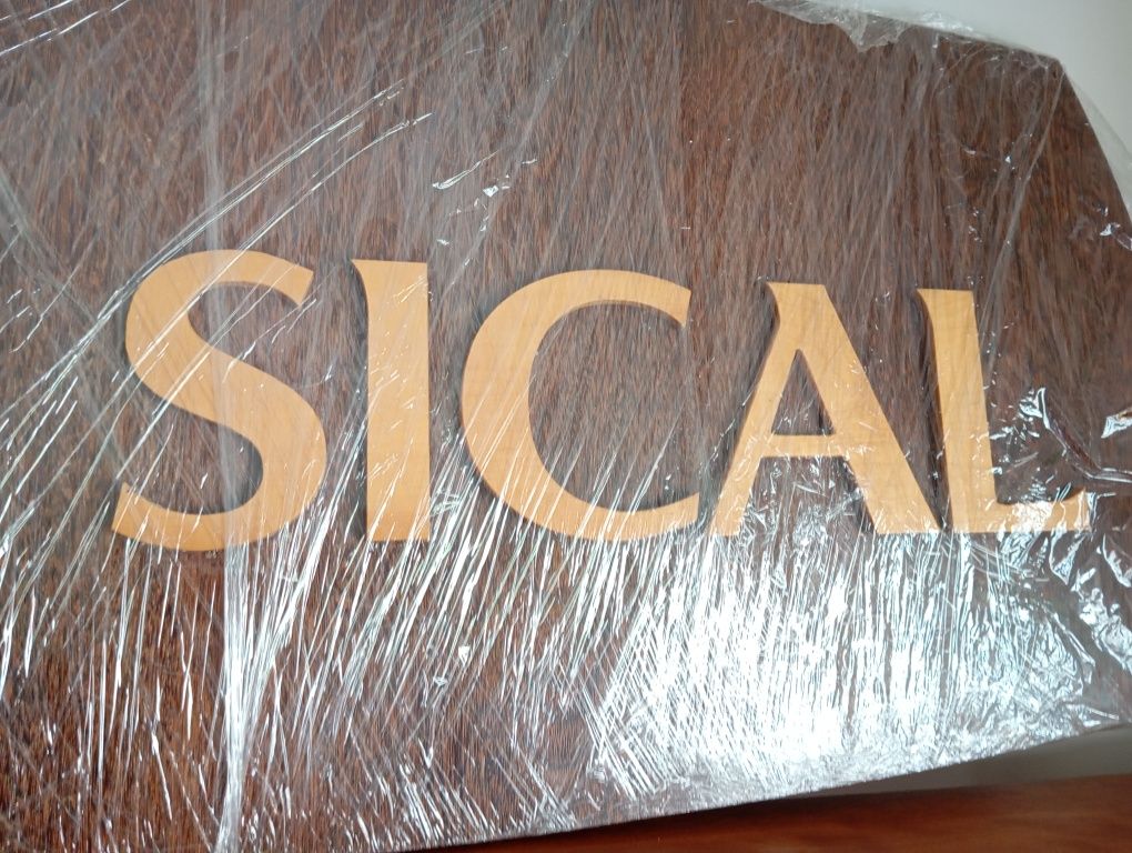 Reclame Sical em Madeira com Relevo
