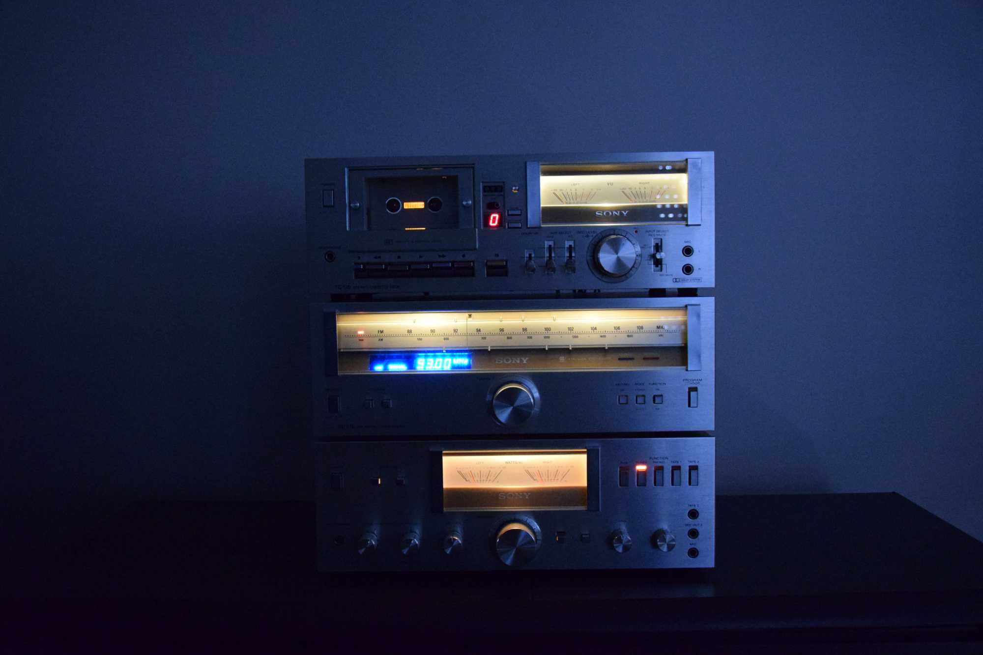 Sony TA-515, Sony ST-515, Sony TC-U5 zestaw stereo vintage, wychyły.