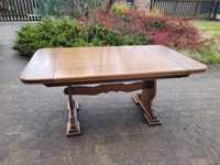 Piękny drewniany rozkładany stół, ława, lite drewno, 168x95cm