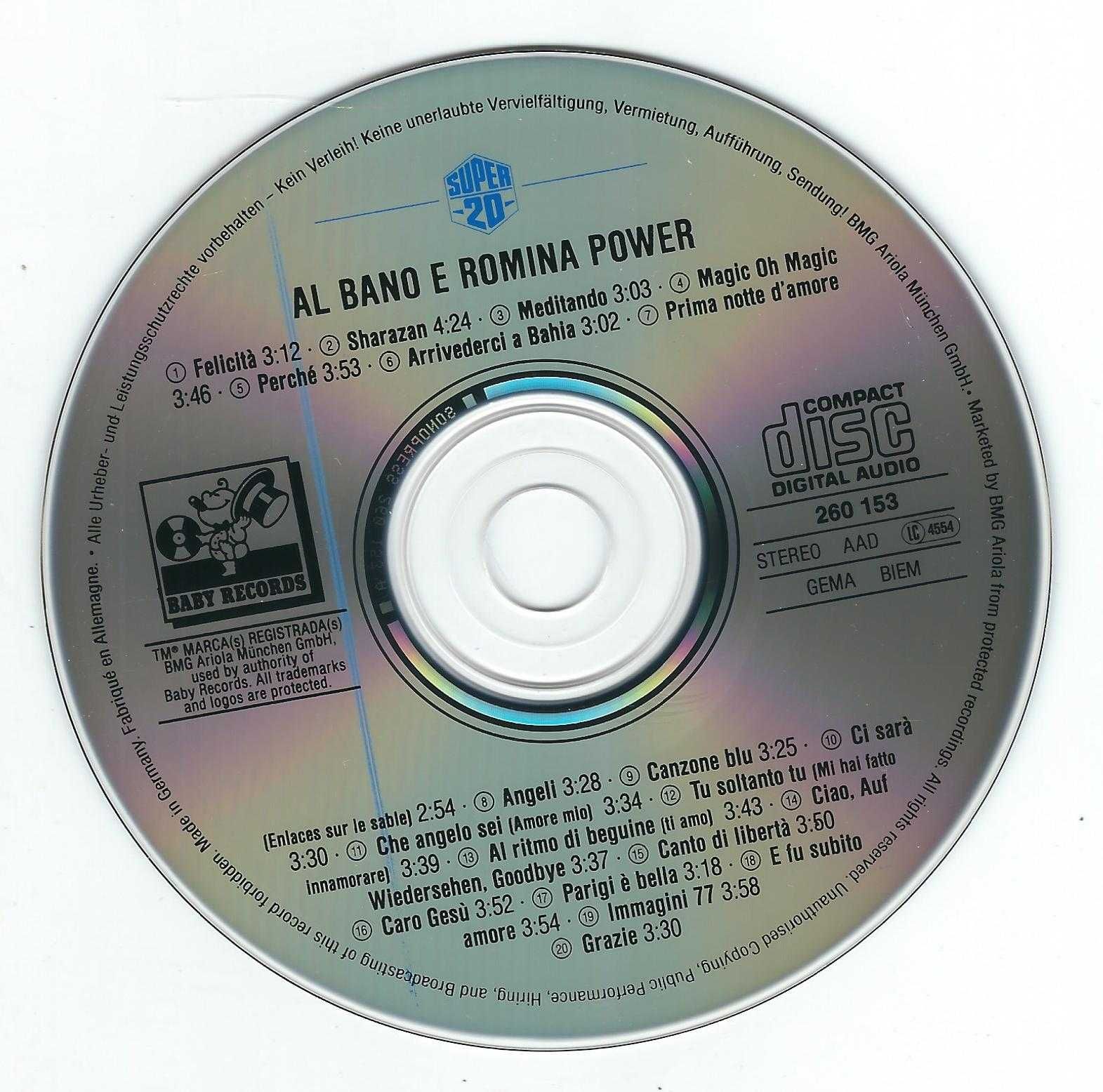 CD Al Bano & Romina Power - Super 20 (1989) (Baby Records)