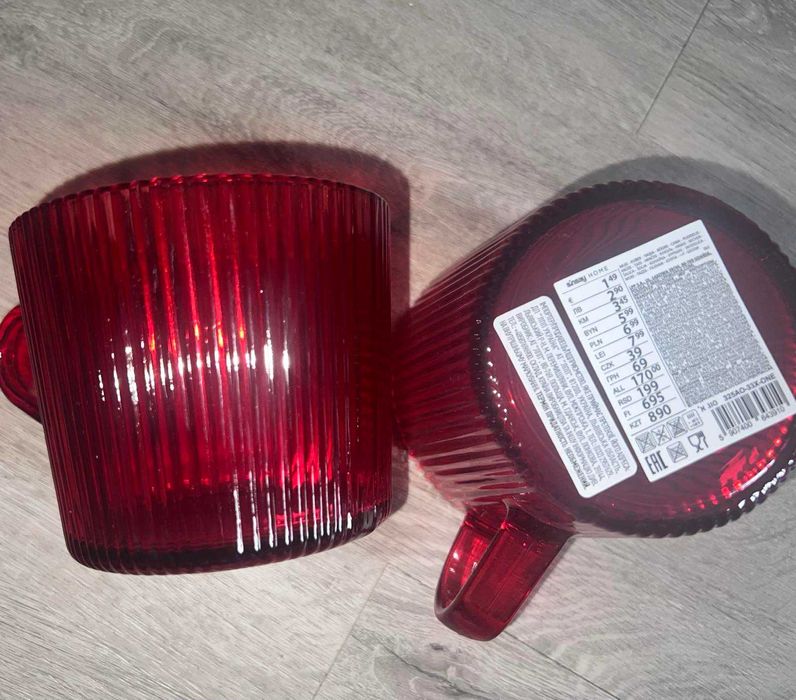 sinsay  чашки скляні червоні