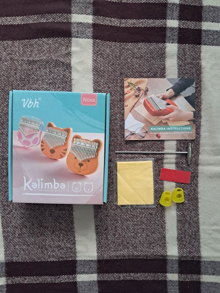 Калімба акрилова 17 язичків у формі котика, комплект