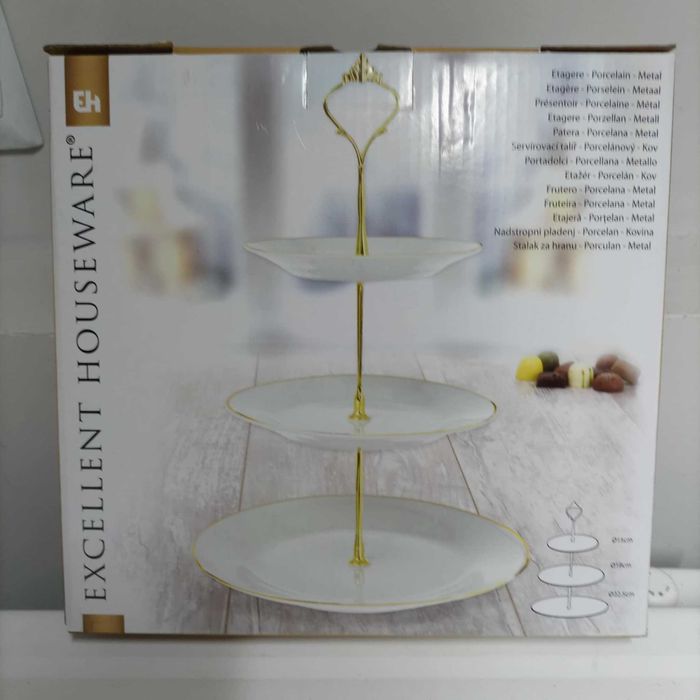 Patera na ciasto 3 poziomy Porcelana