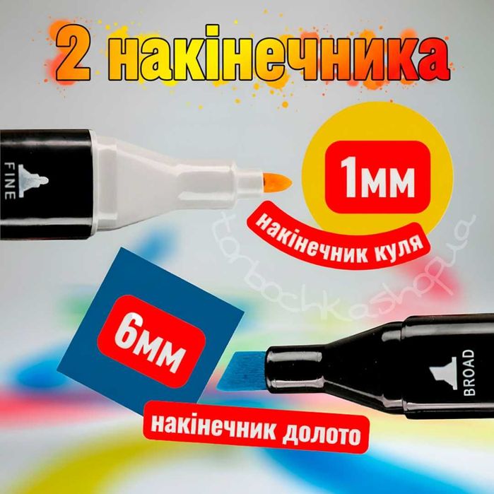 Набір скетч маркерів фломастерів 204 шт спиртові двосторонні з сумкою