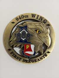 Монета жетон  сувенир подарок  "Первые сержанты 940-го крыла ВВС США"
