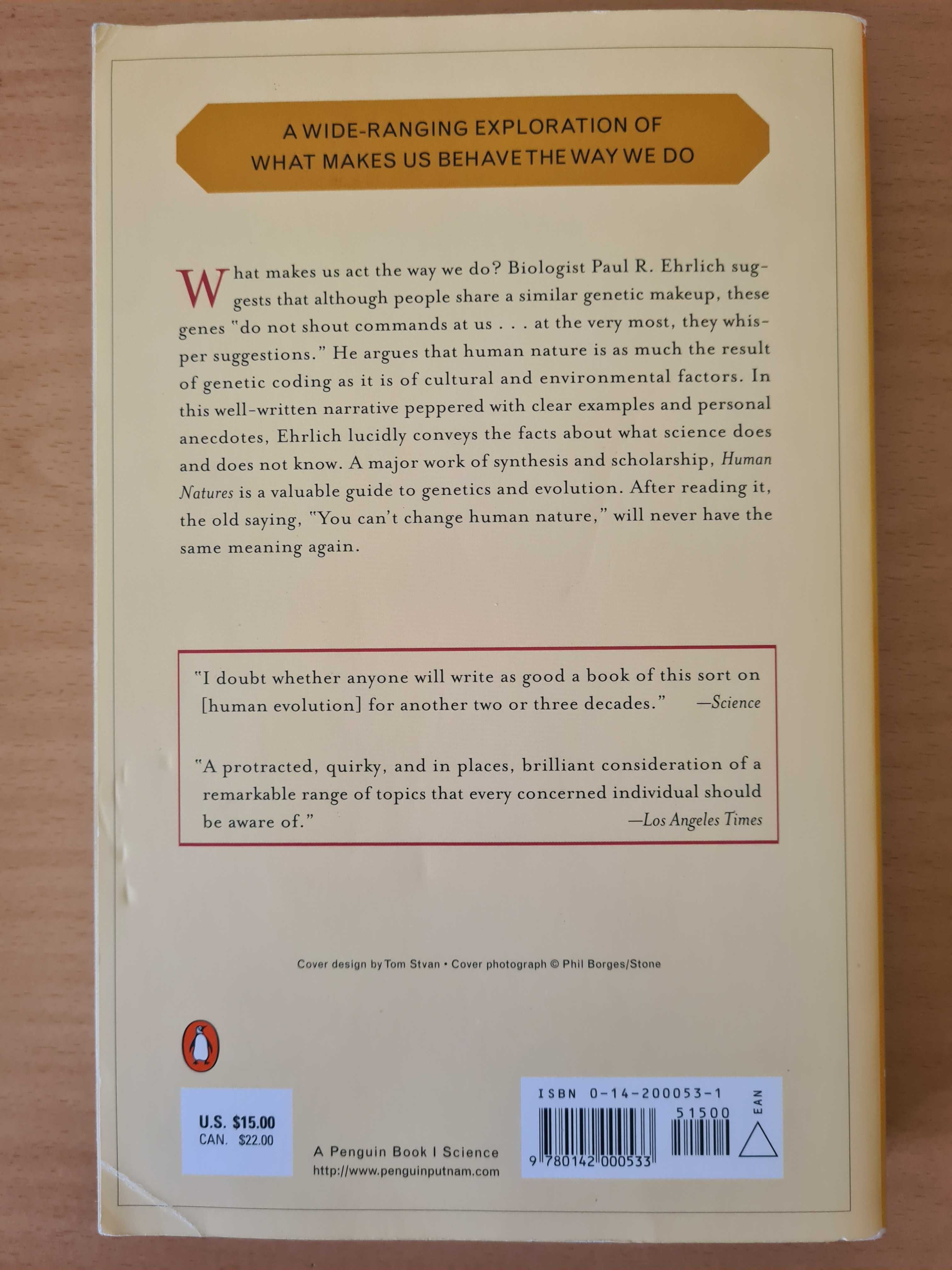 Livro "Human Natures - Genes, Cultures and the Human Prospect"