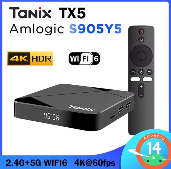 ТБ приставка Tanix TX5 4/32, Android 14, пульти