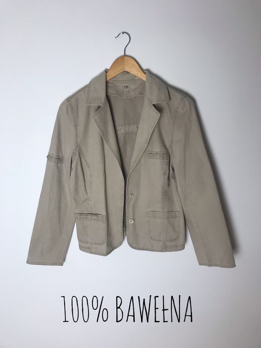 Beżowa piaskowa marynarka bawełniana kurtka vintage