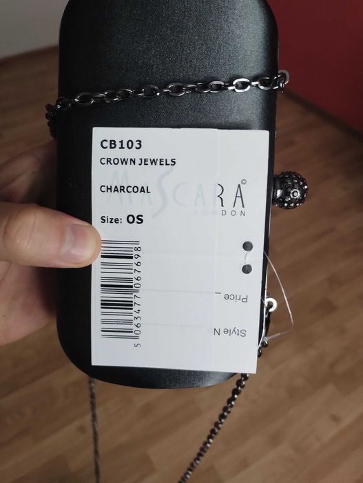 Mascara Kopertówka    Ciemnoszara Ozdobna z Kryształkami na Łańcuszku