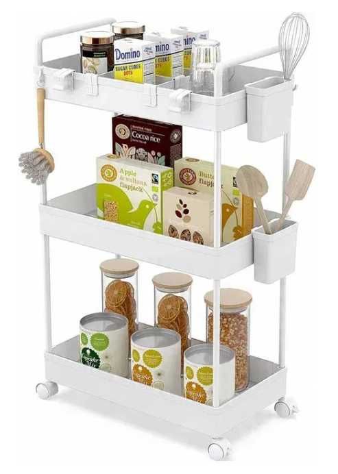 Wózek Ronlap 3 poziomy do kuchni łazienki pokoju biały półka stojak