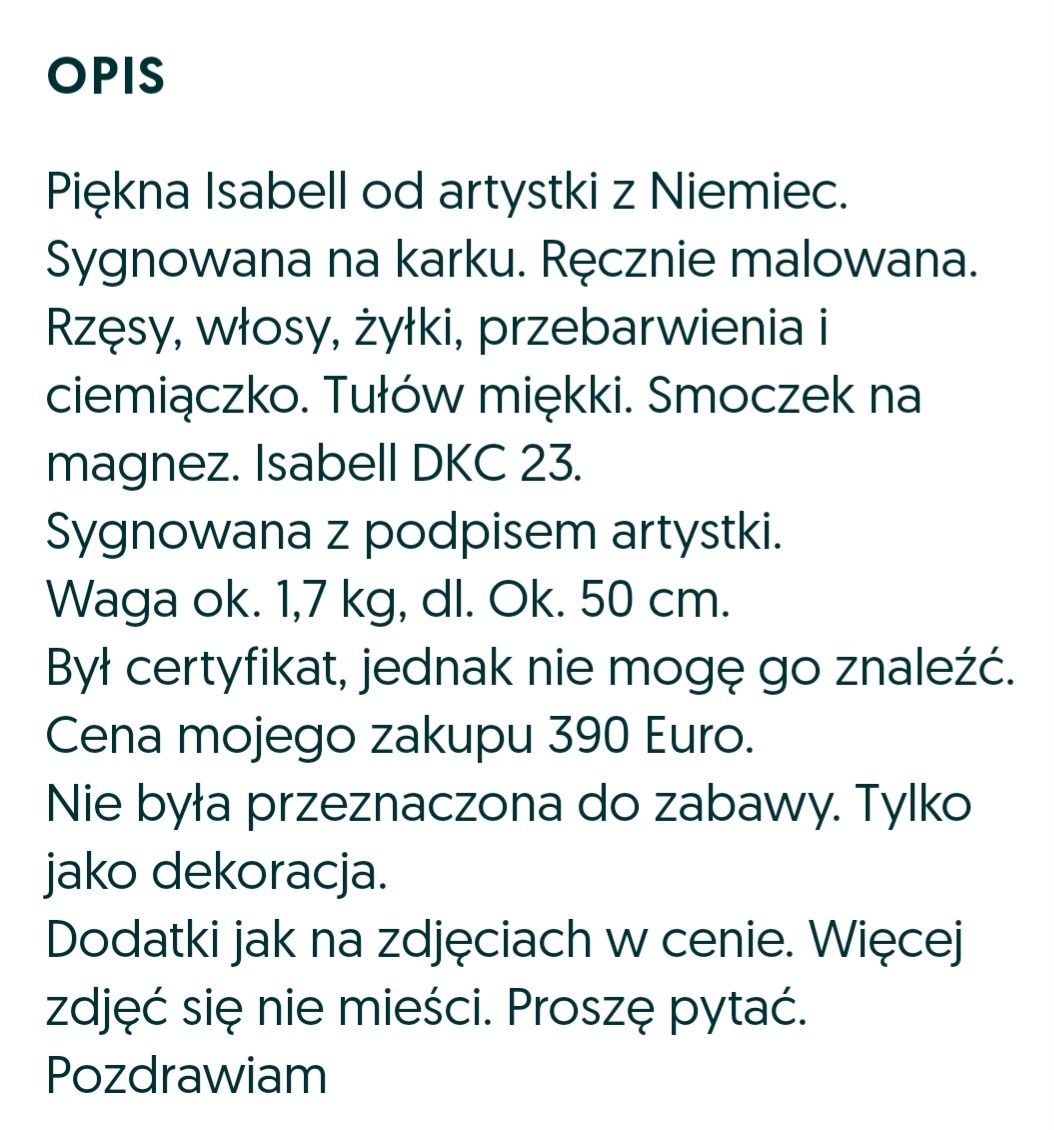 Reborn lalka kolekcjonerska sygnowana Isabell Niemcy