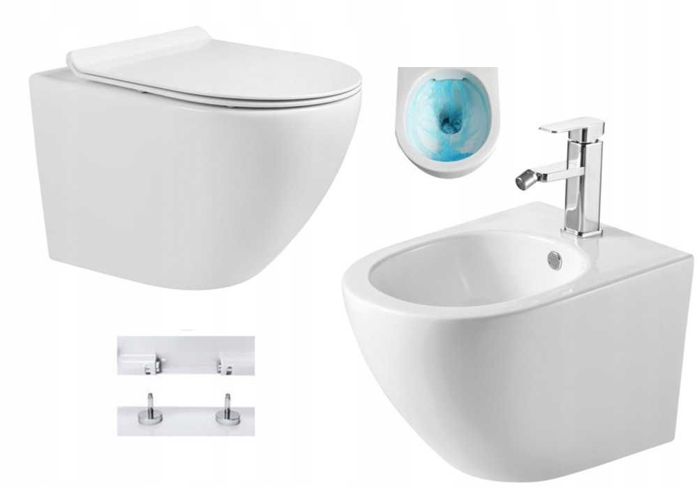 Miska WC CATANIA + Bidet deska duroplast rimless WŁOCHY nano coating