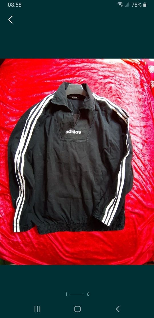 Adidas bluza retro vintage super styl L czarna w paski