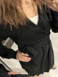 Czarna sukienka dzianinowa midi sweterkowa z warkoczami Shein