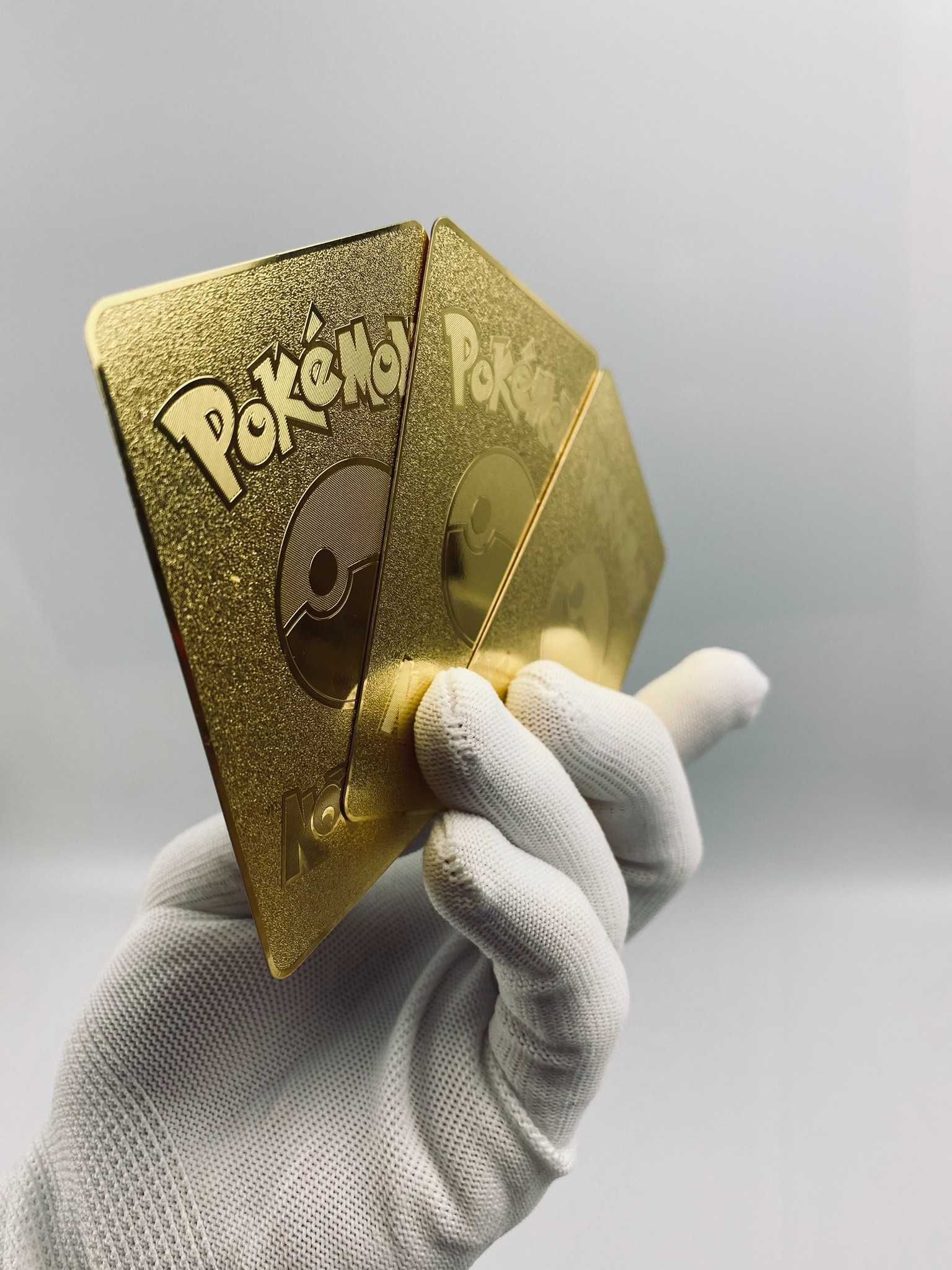 POKEMON - 3 Potężne Legendarne Karty METALOWE ZŁOTE