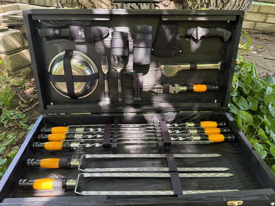 Подарочные наборы шампуров Краматорск в деревянном кейсе