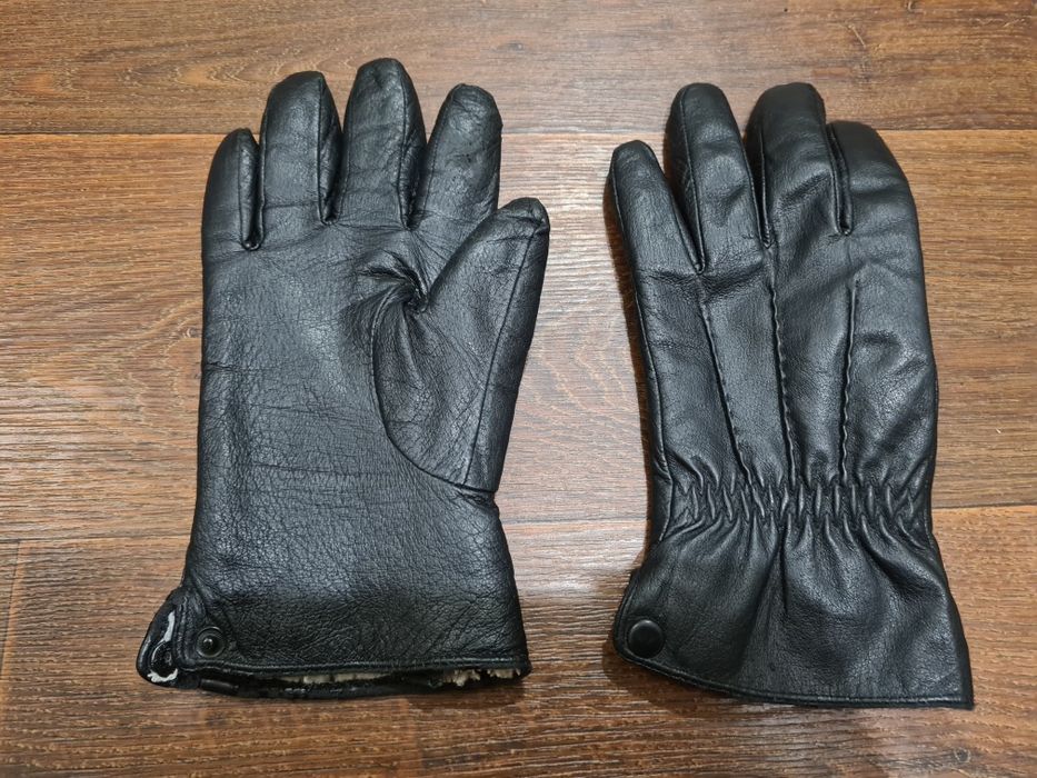 Мужские перчатки Б.У кожа с мехом до -5°С.