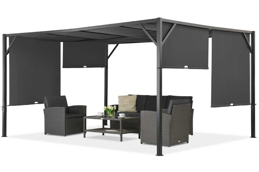 •Pergola tarasowa metalowa 3 x 4m ANTRACYTOWA!