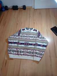 Vintage 90s sweter we wzorki aztekowy L