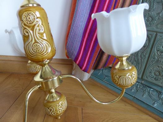 MIROSTOWICE żyrandol KLOSZE art deco secesja antyk PRL po renowacji