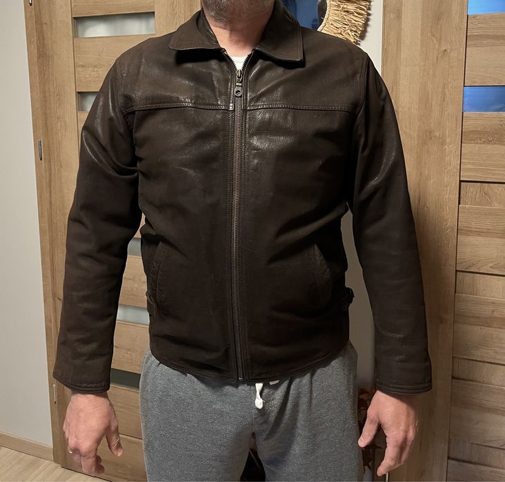 Męska kurtka skórzana L XL brązowa skóra katana