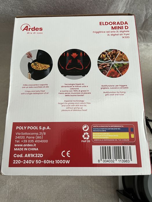 Ardes 1K32D Eldorada Mini D 2Л/Цифрова Фритюрниця/Аерофритюрниця/гриль