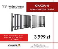 Brama dwuskrzydłowa 350 x 145 cm WIŚNIOWSKI / RAL 7016
