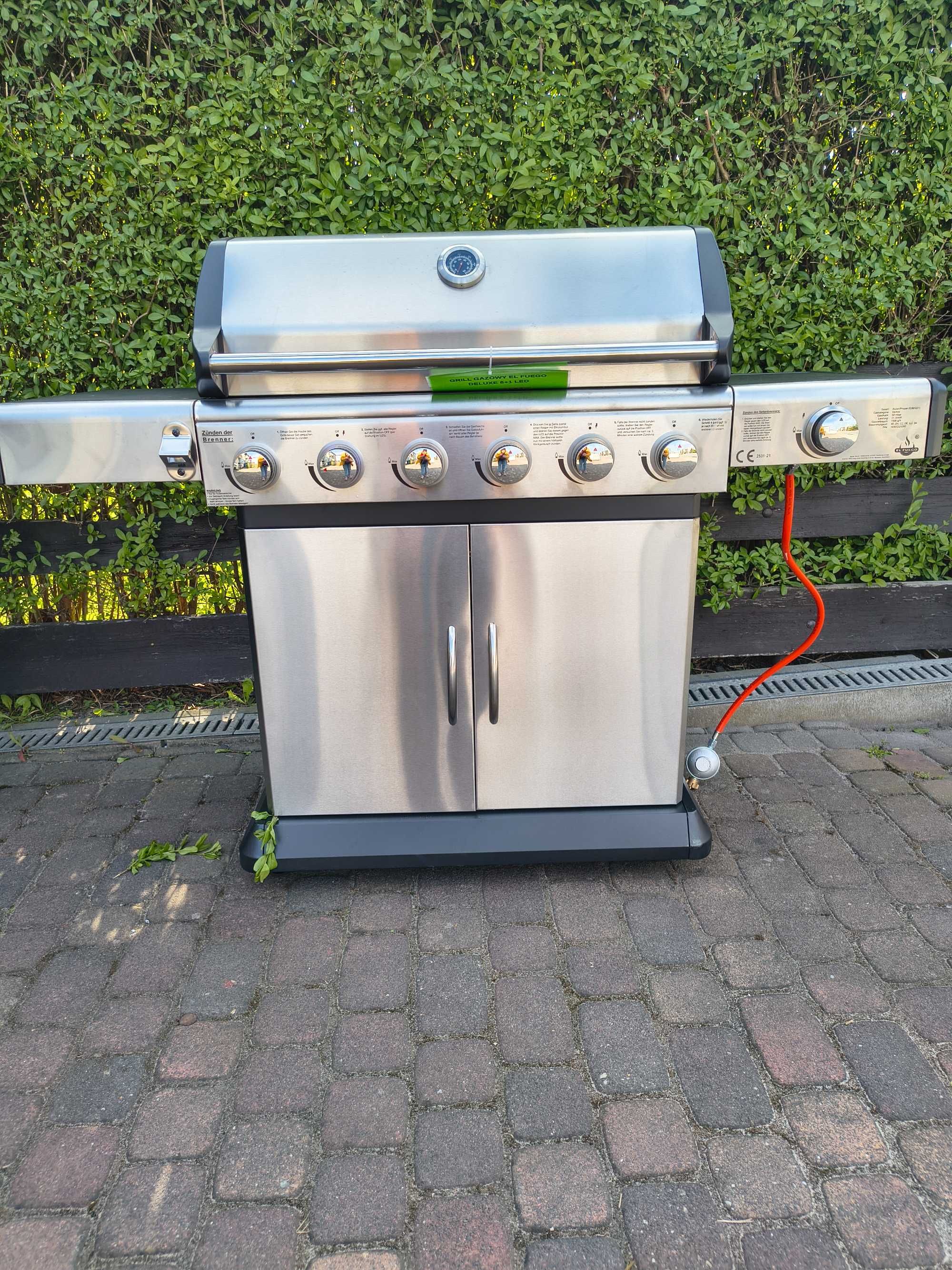 Duży Solidny GRILL GAZOWY EL FUEGO DELUXE  21KW  LED 7 palników NOWY !