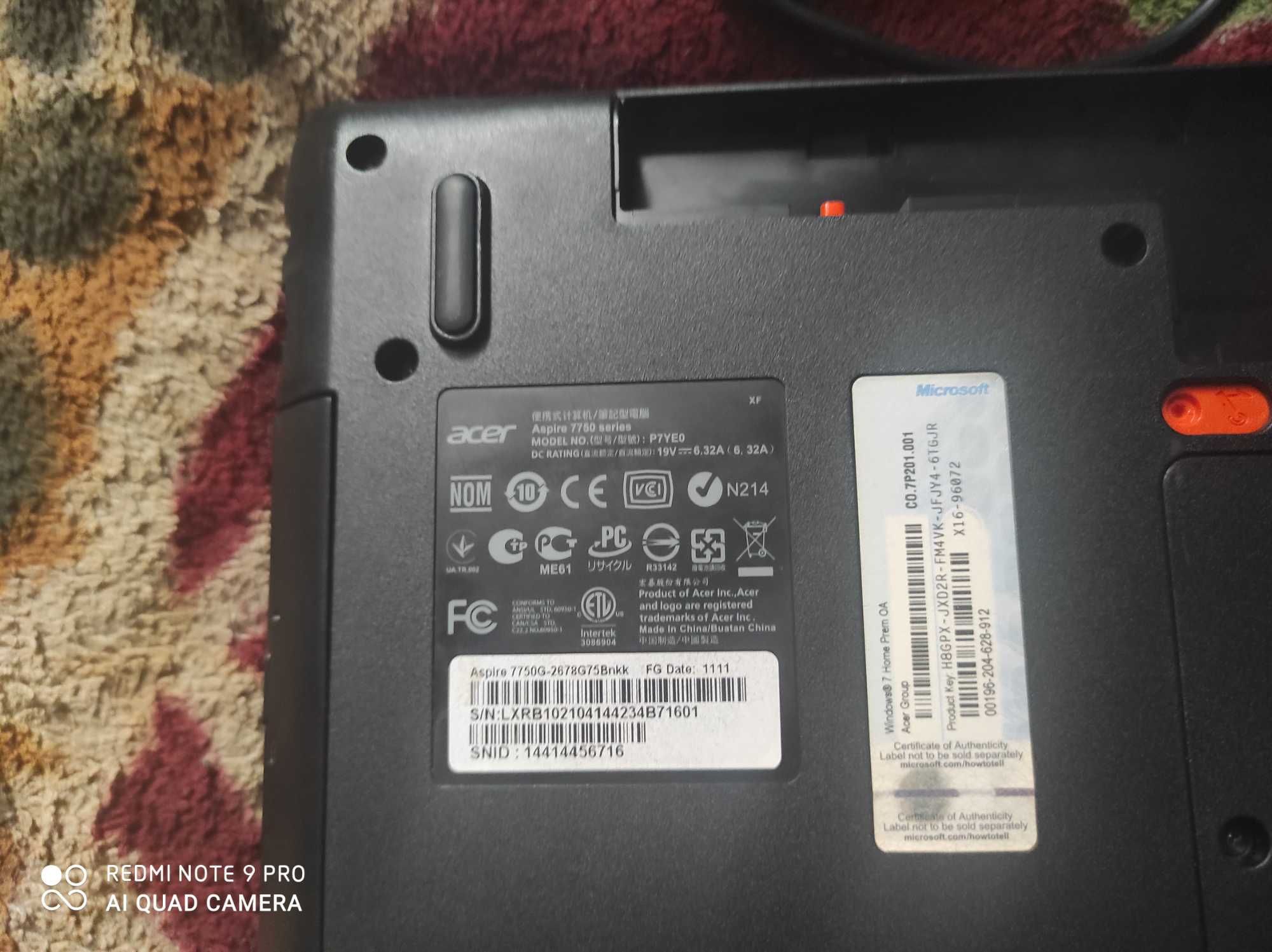 Ноутбук Acer Aspire 7750G| 17.3"| Intel Core i7 - 2670QM |16/SSD 500Gb
