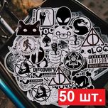 Набор виниловых наклеек, стикеров, черно белые наклейки, авто, скутер.