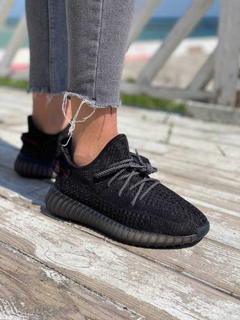 Adidas Yeezy Boost 350 v2 (чёрные) женские кроссовки
