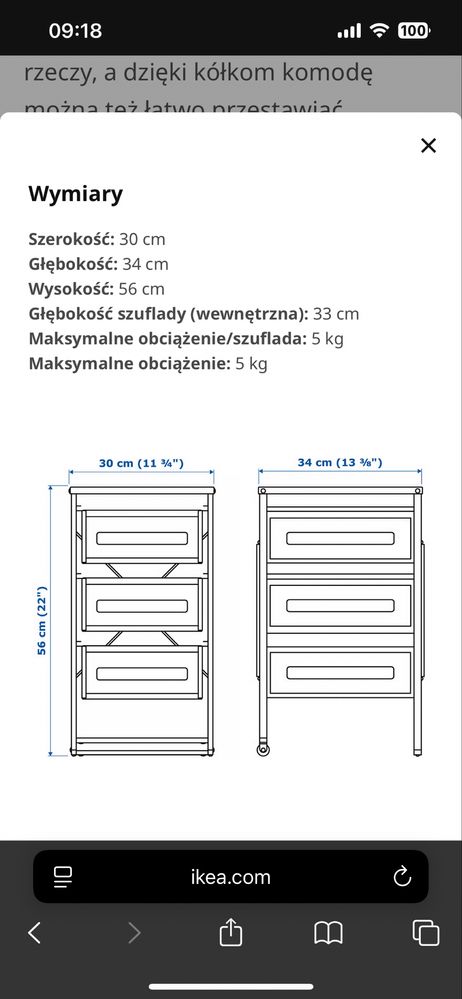 Szafka z trzema szyfladami metalowa z ikei