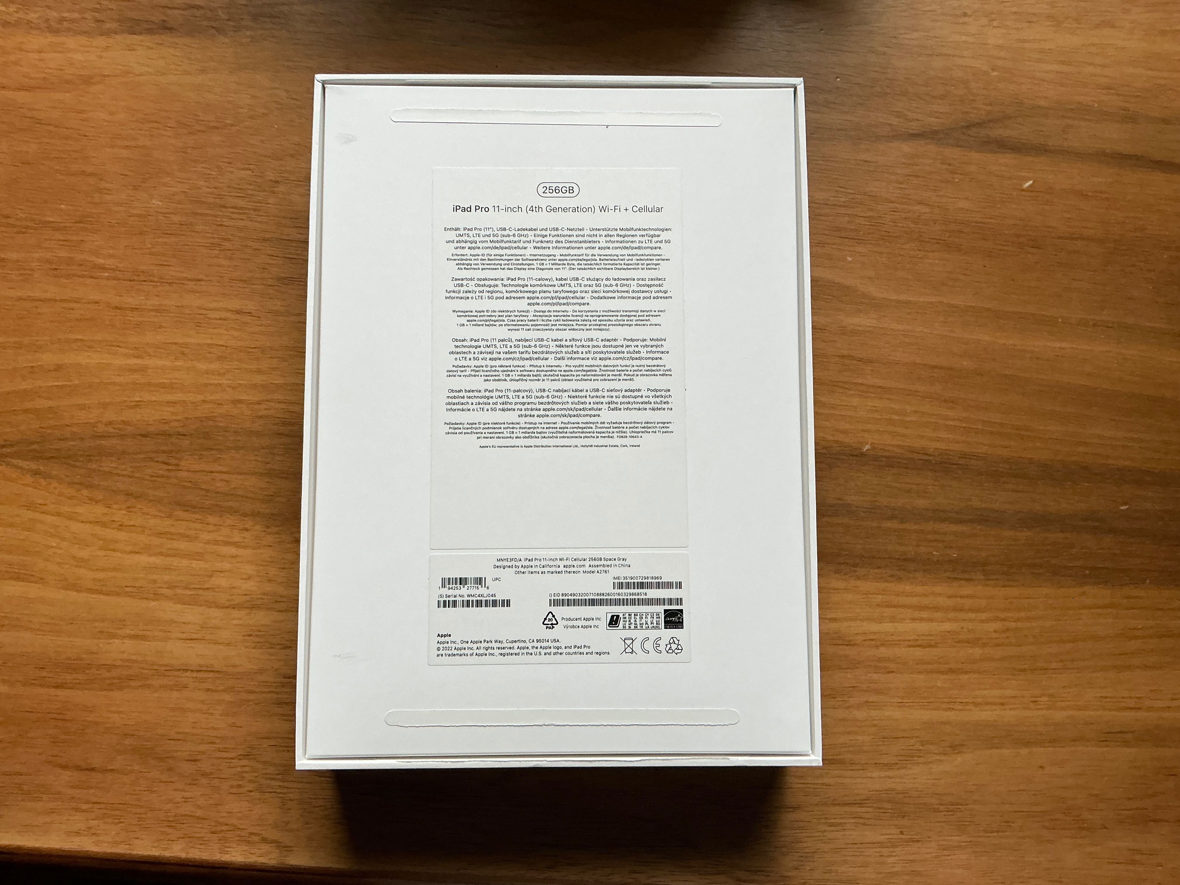 Okazja! ipad pro 11 wifi cellular M2 256 GB Space Gray 5G + pencil
