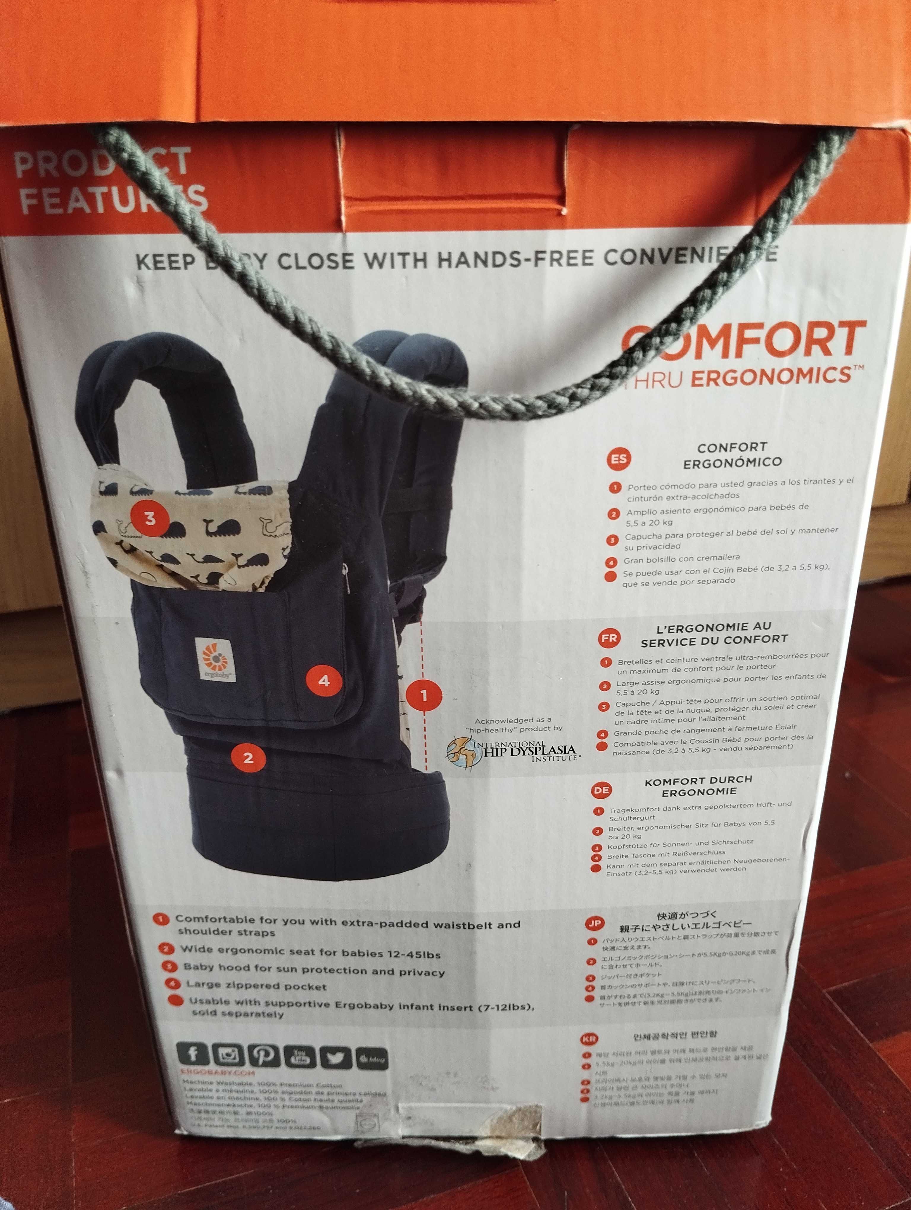 Mochila Porta-bebés marinho unissexo Ergobaby original 3 posições
