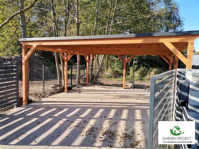 wiata carport2 płaski dach na dwa auta montaż
