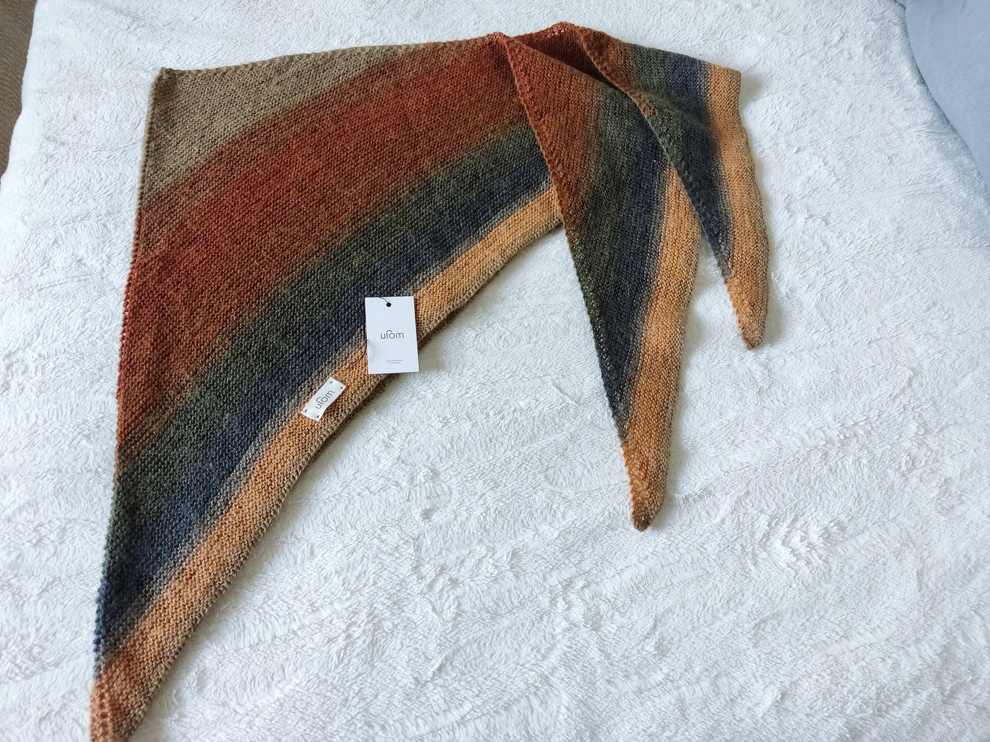Nowa wełniana duża chusta na drutach Etna handmade by ufam rękodzieło