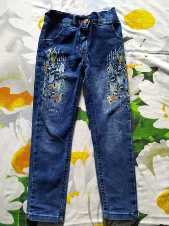 Стильні джинси  зі стразами для дівчинки 6-7 років-Турція.
