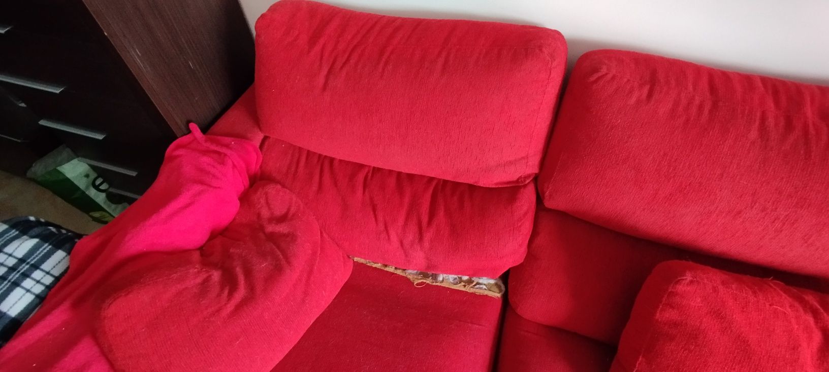 Sofa Chaise Long em Tecido - com sinais de uso