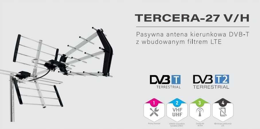 Pasywna ANTENA FILTR LTE DVB-T2 Kierunkowa MUX8 4K