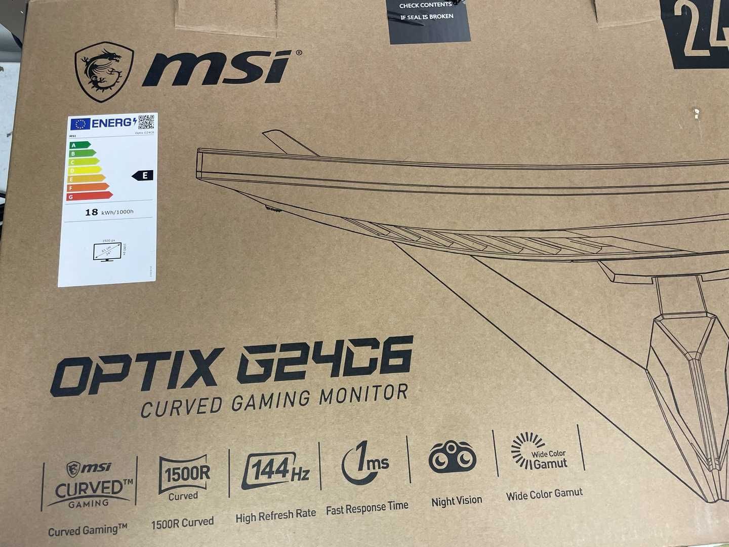 Монитор игровой 23.6" MSI Optix G24C6 144 Гц 1ms VA Full HD, изогнутый