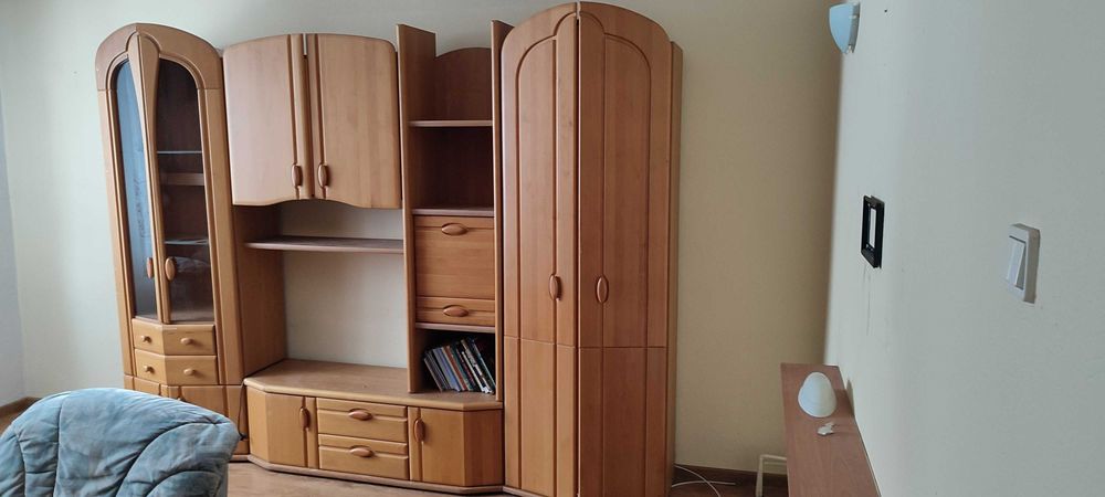 meblościanka z jasnego drewna