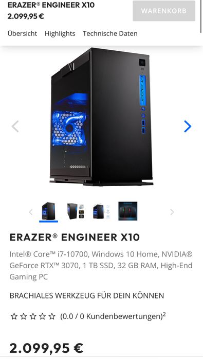 Medion Erazer Intel Core i7-10700F, 32 GB, 1000 GB, GeForce RTX 3070