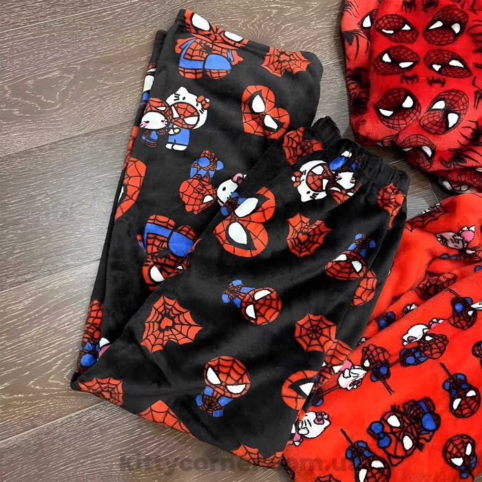 Плюшеві штани hello kitty&spiderman м'які штани з людиною павуком
